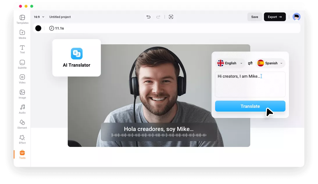 Translate Video from English to Spanish